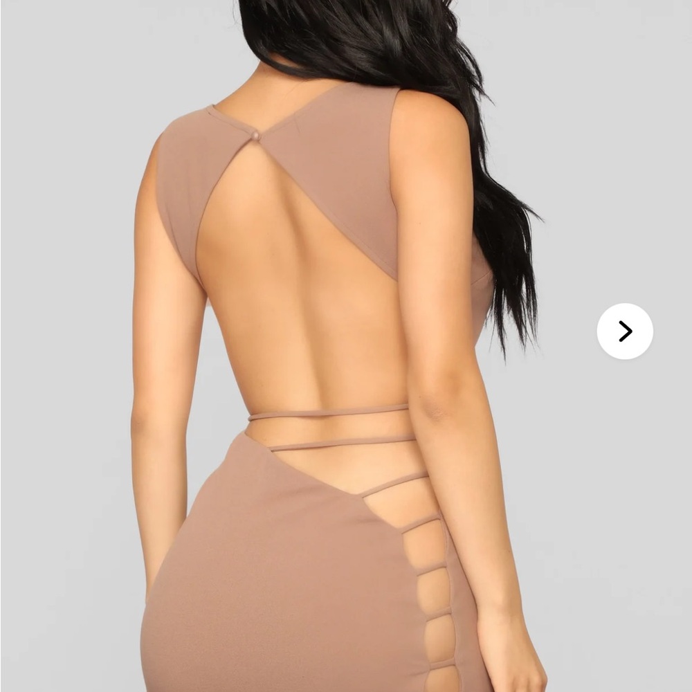 Fashion Nova Tan Backless Bodycon Dress